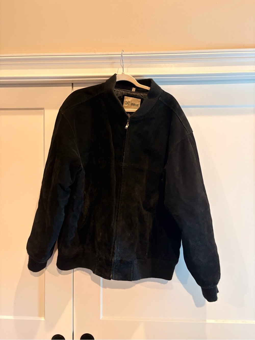 Haband Black Suede Bomber Jacket